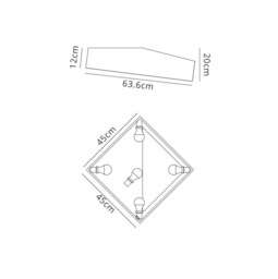 Mini Flush Ceiling Light 45cm Square, 5 x E27 (Max 20W), Silver, IP44 - thumbnail 2