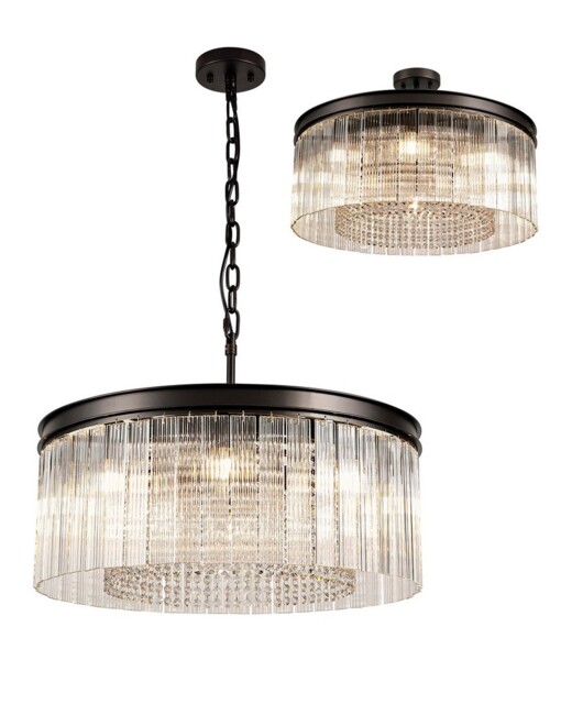 Sennett Medium Cylindrical Ceiling Pendant. 8 Light E14, Brown Oxide - image 1