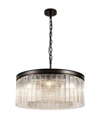 Sennett Medium Cylindrical Ceiling Pendant. 8 Light E14, Brown Oxide - thumbnail 3