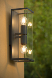 Claire Vintage 40cm Twin Wall Lantern Light Outdoor - 2xE27 - IP54 - Anthracite - thumbnail 5