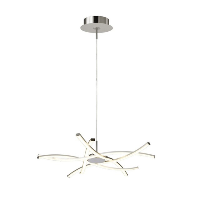 Aire Ceiling Pendant 69cm Round 42W 3000K, 3700lm, Silver, Frosted Acrylic, Polished Chrome - image 1
