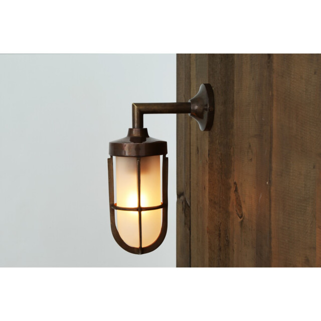 Cladach Outdoor Wall Light, Antique Brass, Frosted Glass, IP65 - image 1