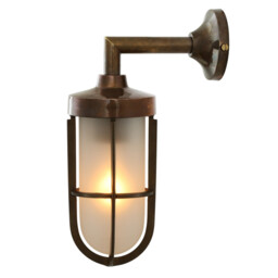 Cladach Outdoor Wall Light, Antique Brass, Frosted Glass, IP65 - thumbnail 3