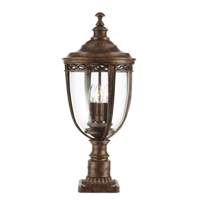 English Bridle 3 Light Large Outdoor Pedestal Light British Bronze IP44, E14 - image 1