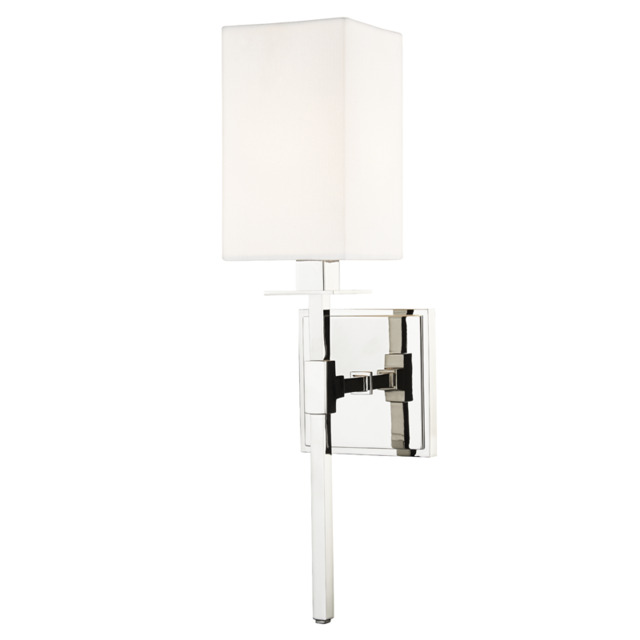 Taunton 1 Light Wall Sconce Polished Nickel with Off White Shade