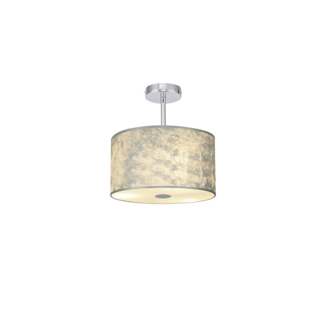 Baymont Polished Chrome E27 Semi Flush Fixture With 30cm x 17cm Silver Leaf Shade - image 1