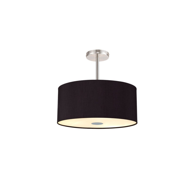 Baymont Polished Chrome 5 Light E27 Semi Flush With 40cm x 18cm Dual Faux Silk Shade, Black/Green Olive - image 1