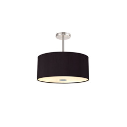 Baymont Polished Chrome 5 Light E27 Semi Flush With 40cm x 18cm Dual Faux Silk Shade, Black/Green Olive
