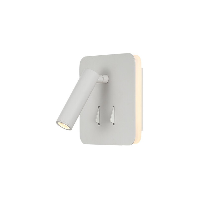 Cayman Square Wall + Reading Light, 6W + 3W LED, 3000K, 620lm Total, Individually Switched, White, 3yrs Warranty - image 1