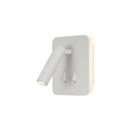 Cayman Square Wall + Reading Light, 6W + 3W LED, 3000K, 620lm Total, Individually Switched, White, 3yrs Warranty - thumbnail 1