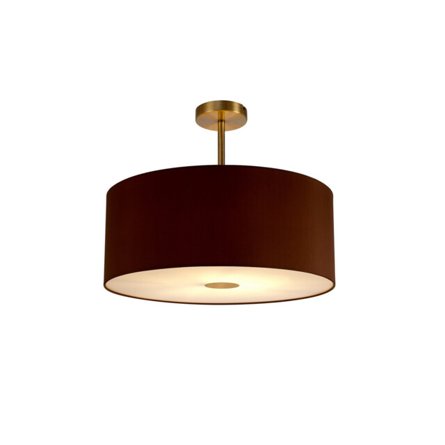 Baymont Antique Brass E27 Semi Flush With 50cm x 20cm Dual Faux Silk Shade, Raw Cocoa/Grecian Bronze - image 1
