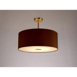 Baymont Antique Brass E27 Semi Flush With 50cm x 20cm Dual Faux Silk Shade, Raw Cocoa/Grecian Bronze - thumbnail 2