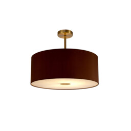 Baymont Antique Brass E27 Semi Flush With 50cm x 20cm Dual Faux Silk Shade, Raw Cocoa/Grecian Bronze
