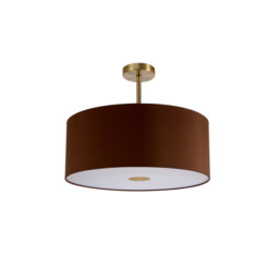 Baymont Antique Brass E27 Semi Flush With 50cm x 20cm Dual Faux Silk Shade, Raw Cocoa/Grecian Bronze - thumbnail 5
