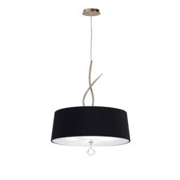 Mara Pendant 4 Light E27 Round, French Gold Black Shade - thumbnail 1