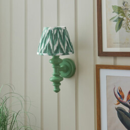 Carnaby Satin Cotswold Green Paint Wall Light with Cotswold Green Fabric Zigzag Shade 20cm B22 - thumbnail 3