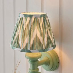 Carnaby Satin Cotswold Green Paint Wall Light with Cotswold Green Fabric Zigzag Shade 20cm B22 - thumbnail 5