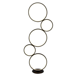 5 Light Led Ring Floor Light, Matt Black