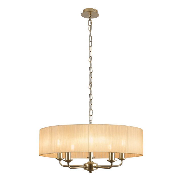 Banyan 5 Light Multi Arm Pendant With 60cm x 15cm Organza Shade Champagne Gold/Soft Bronze - image 1