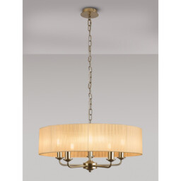 Banyan 5 Light Multi Arm Pendant With 60cm x 15cm Organza Shade Champagne Gold/Soft Bronze - thumbnail 2