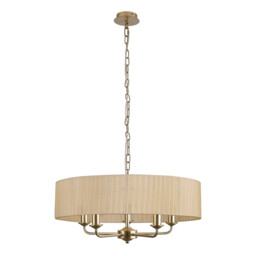 Banyan 5 Light Multi Arm Pendant With 60cm x 15cm Organza Shade Champagne Gold/Soft Bronze - thumbnail 5