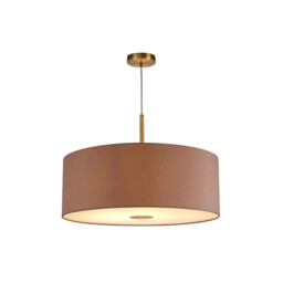 Baymont Antique Brass E27 Single Pendant With 60cm x 22cm Dual Faux Silk Shade, Taupe/Halo Gold - thumbnail 5
