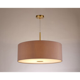 Baymont Antique Brass E27 Single Pendant With 60cm x 22cm Dual Faux Silk Shade, Taupe/Halo Gold - thumbnail 2