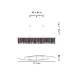 Fusion Linear Ceiling Pendant 42W LED, 3000K, 4200lm, Polished Chrome, Crystal Chain - thumbnail 2