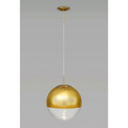 Miranda 40cm Ball Pendant 1 Light E27 Antique Gold Suspension with Gold Mirrored/Clear Glass Globe - thumbnail 2