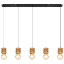 Angeline Bar Pendant Ceiling Light Matt Black 5x E27 - thumbnail 3