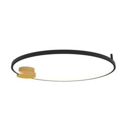 Viora 84cm Integrated Led Semi Flush Ceiling Light Gold Matt-Black Matt Ring LED 3000K Dimmable - thumbnail 1