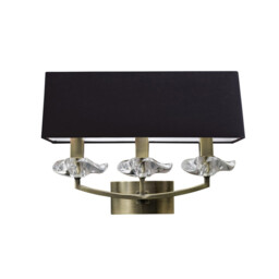 Akira Wall Lamp Switched 3 Light E14, Antique Brass With Black Shade
