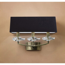 Akira Wall Lamp Switched 3 Light E14, Antique Brass With Black Shade - thumbnail 2