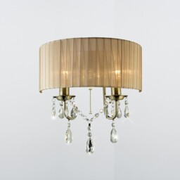 Olivia Wall Lamp Switched with Soft Bronze Shade 2 Light Antique Brass, Crystal - thumbnail 2