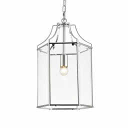 Payton Hexagonal Ceiling Pendant Lantern E27 Polished Chrome, Clear Glass - thumbnail 5