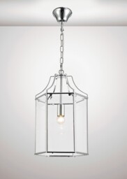 Payton Hexagonal Ceiling Pendant Lantern E27 Polished Chrome, Clear Glass - thumbnail 2