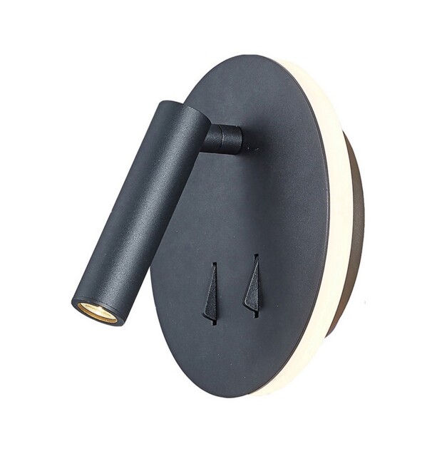 Cayman Wall + Reading Light, 6W + 3W LED, 3000K, 620lm Total, Individually Switched, Sand Black - image 1