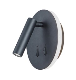 Cayman Wall + Reading Light, 6W + 3W LED, 3000K, 620lm Total, Individually Switched, Sand Black - thumbnail 5