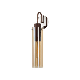 Ghent Slim Single Switched Wall Lamp, 1x, E27, Mocha, Amber Glass - thumbnail 5