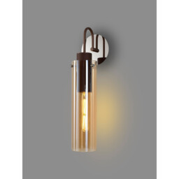 Ghent Slim Single Switched Wall Lamp, 1x, E27, Mocha, Amber Glass - thumbnail 3