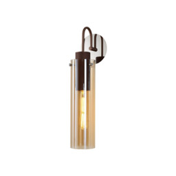Ghent Slim Single Switched Wall Lamp, 1x, E27, Mocha, Amber Glass - thumbnail 1