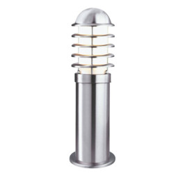 Louvre 1 Light Outdoor Bollard Light Stainless Steel IP44, E27 - thumbnail 1