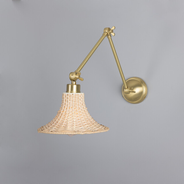 Savannah Rattan Small Wall Light, Satin Brass - image 1