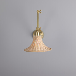 Savannah Rattan Small Wall Light, Satin Brass - thumbnail 2
