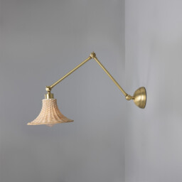 Savannah Rattan Small Wall Light, Satin Brass - thumbnail 3