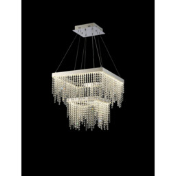 Bano Square 2 Tier Dimmable Pendant 47W LED, 4000K, 5000lm, Polished Chrome / Crystal Chain, 3yrs Warranty - thumbnail 2