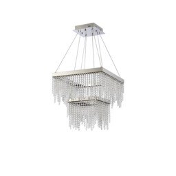 Bano Square 2 Tier Dimmable Pendant 47W LED, 4000K, 5000lm, Polished Chrome / Crystal Chain, 3yrs Warranty - thumbnail 3