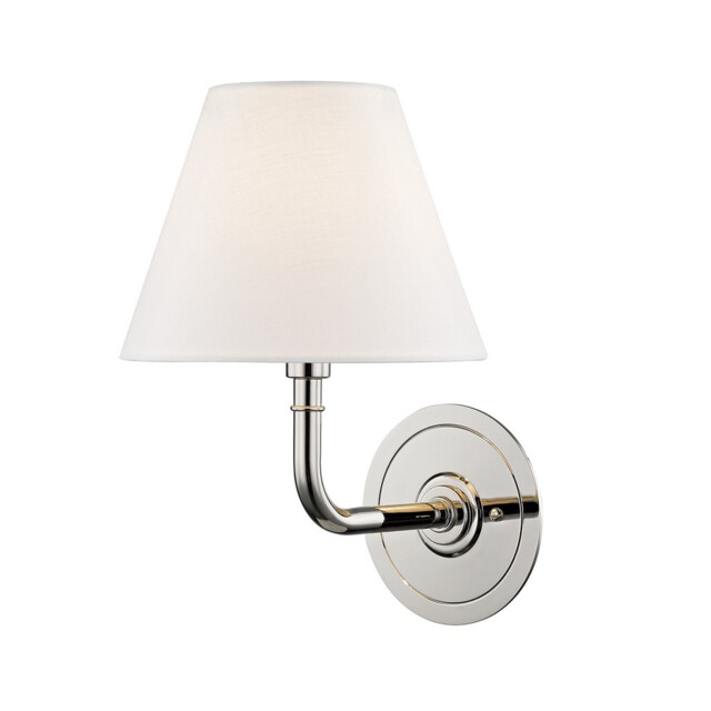 Signature No.1 1 Light Wall Sconce Polished Nickel, Linen