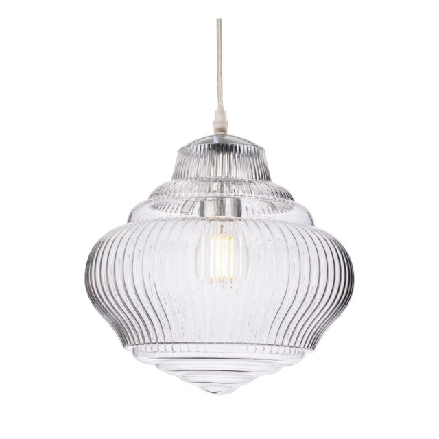 Brunswick Pendant Chrome with Clear Decorative Glass 1xE27