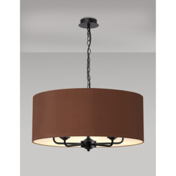 Banyan 5 Light Multi Arm Pendant With 60cm x 22cm Dual Faux Silk Fabric Shade Matt Black/Taupe - thumbnail 2